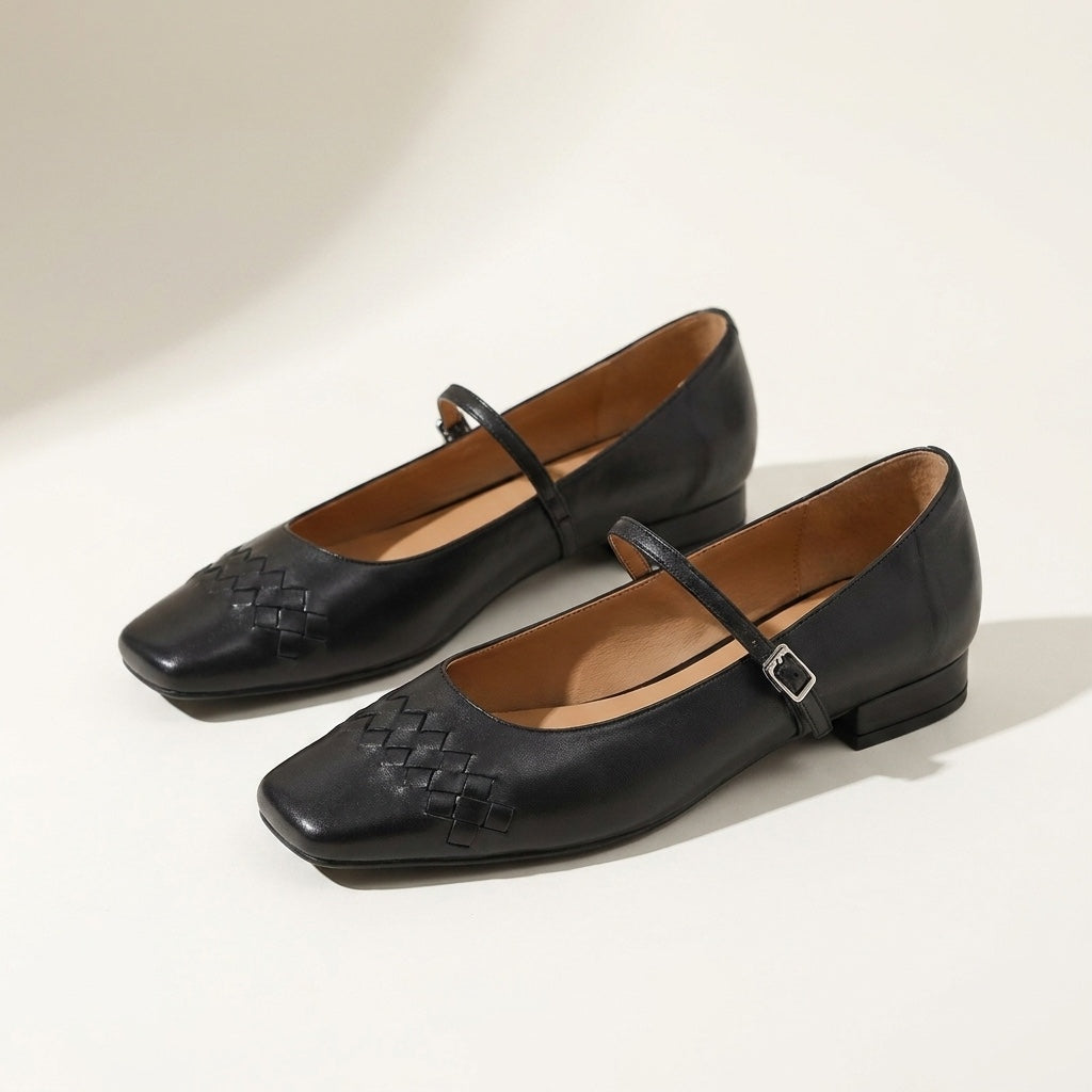 Cremona Mary Janes — Black, three-quarter studio view