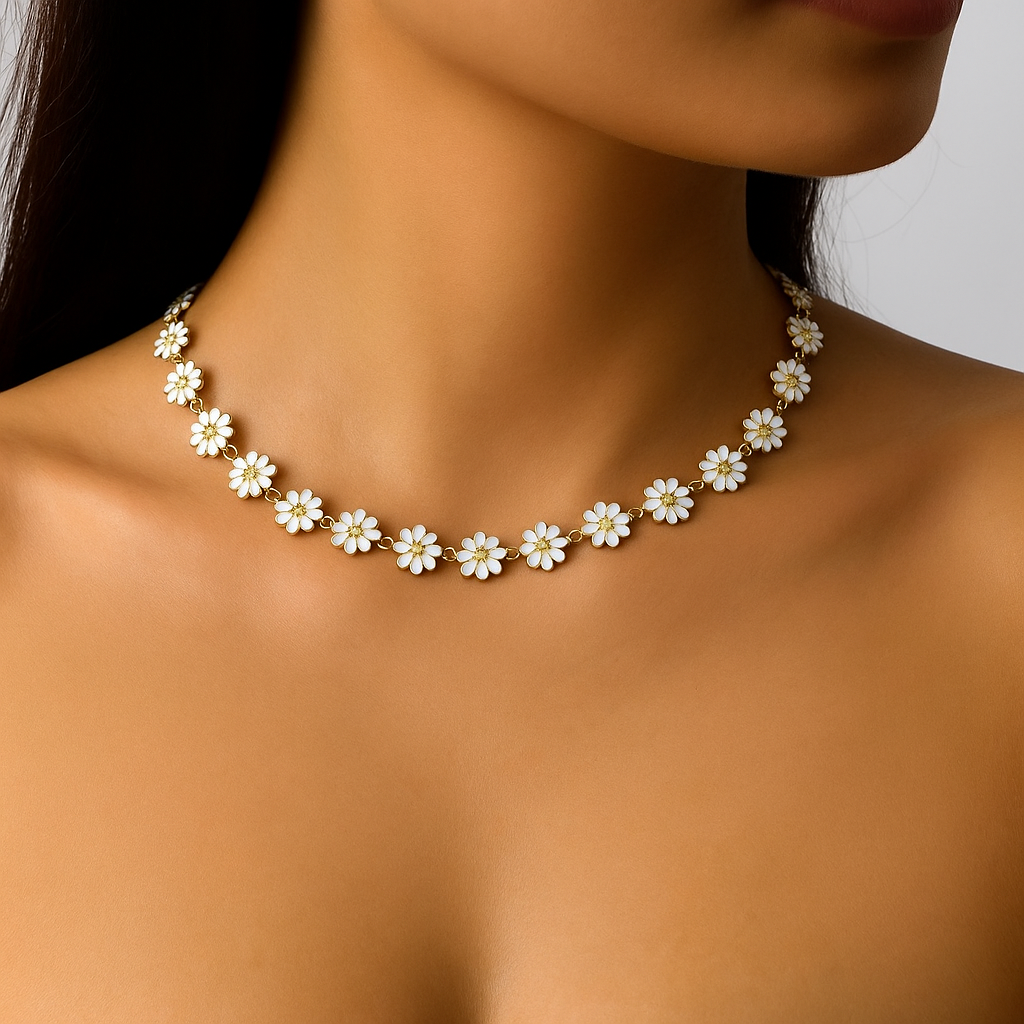Daisy Charm Choker Necklace