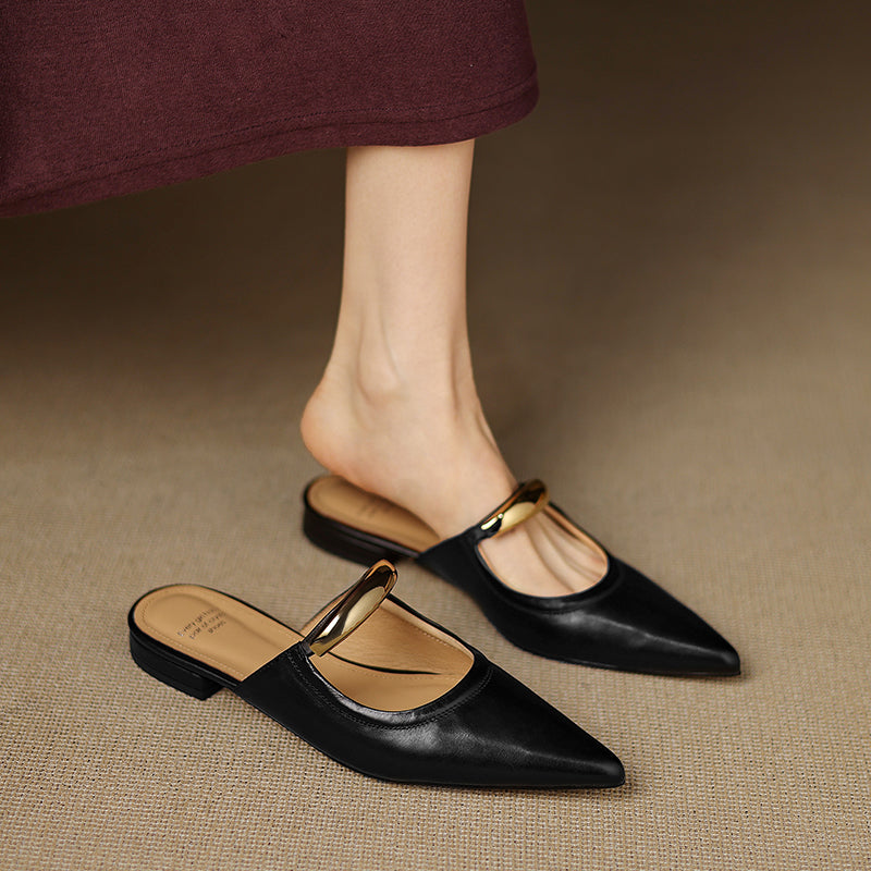Nasera Genuine Leather Mules