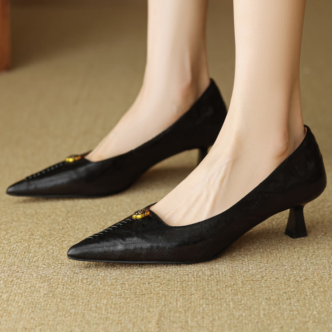 Clara Rose Leather Heels