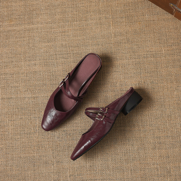 Valena Genuine Leather Mules