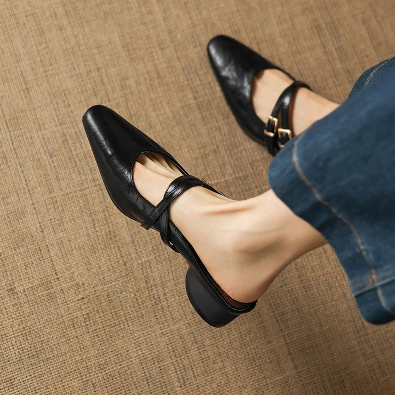 Valena Genuine Leather Mules