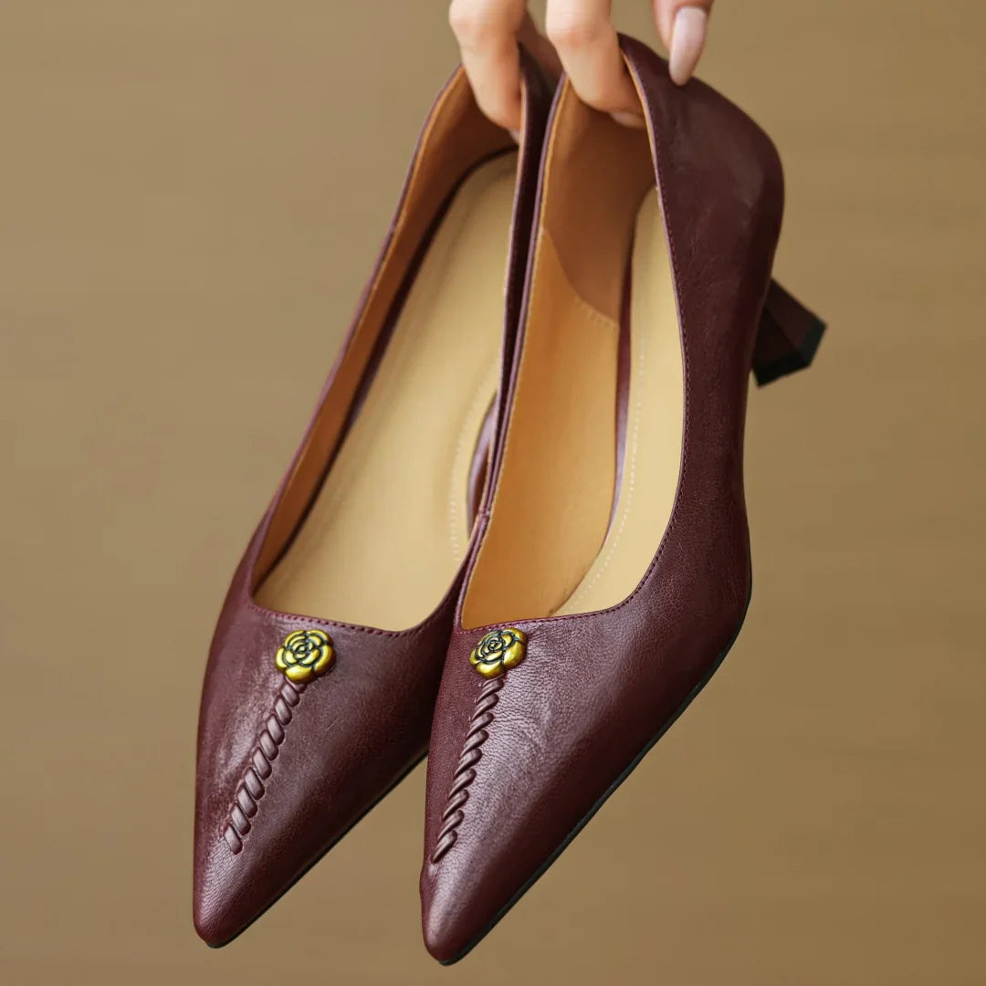 Clara Rose Leather Heels