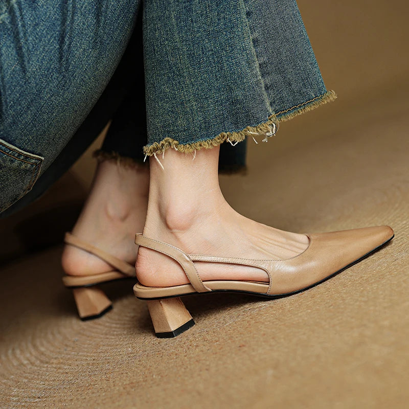 Lucette Genuine Leather Heels