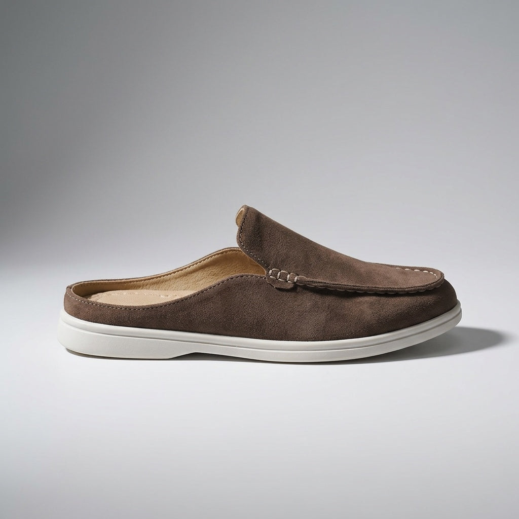 Falmouth Suede Loafers — Brown, left-side profile studio view