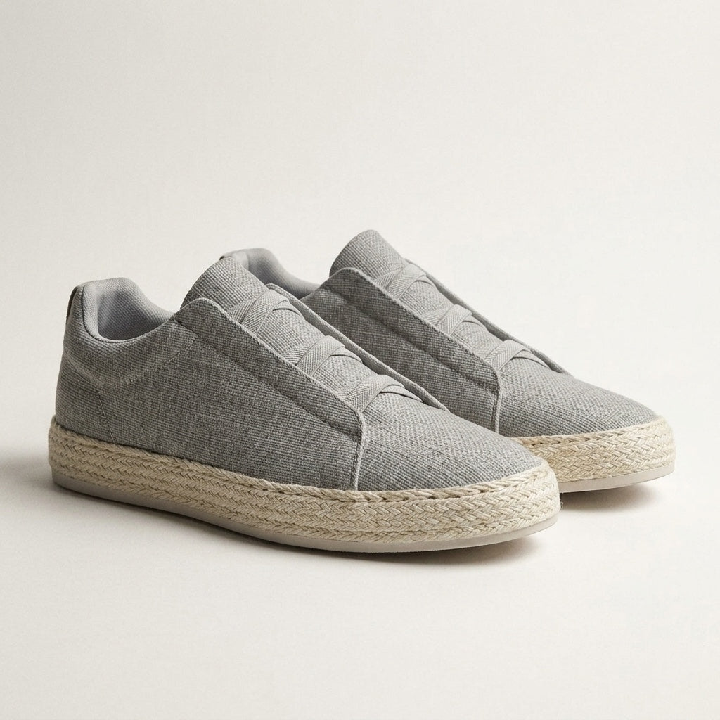 Bosa Espadrille Sneakers — Grey, three-quarter studio view