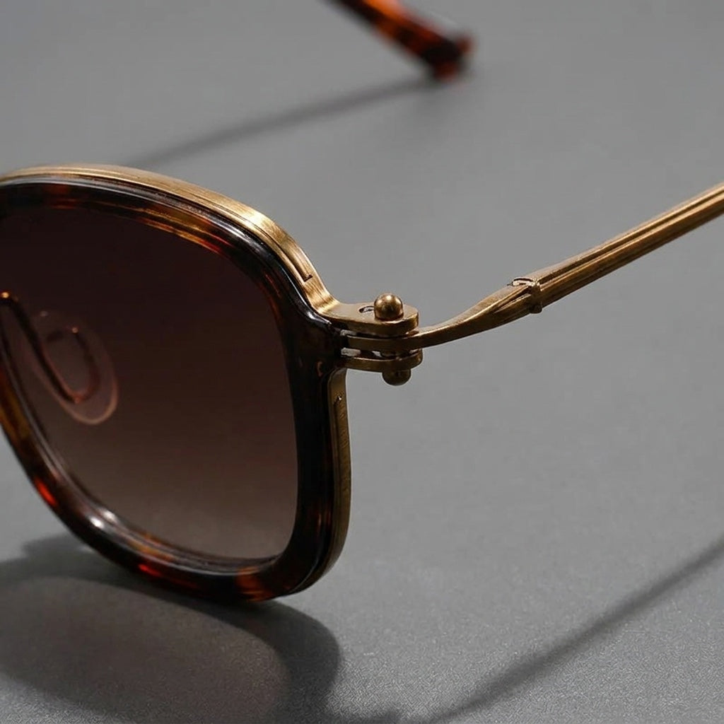 Brindisi Metal Sunglasses — Leopard, frame corner detail