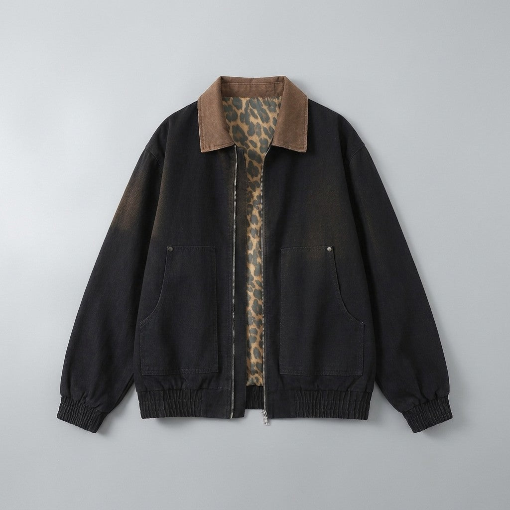 Potenza Cotton Jacket — Black, flat lay front