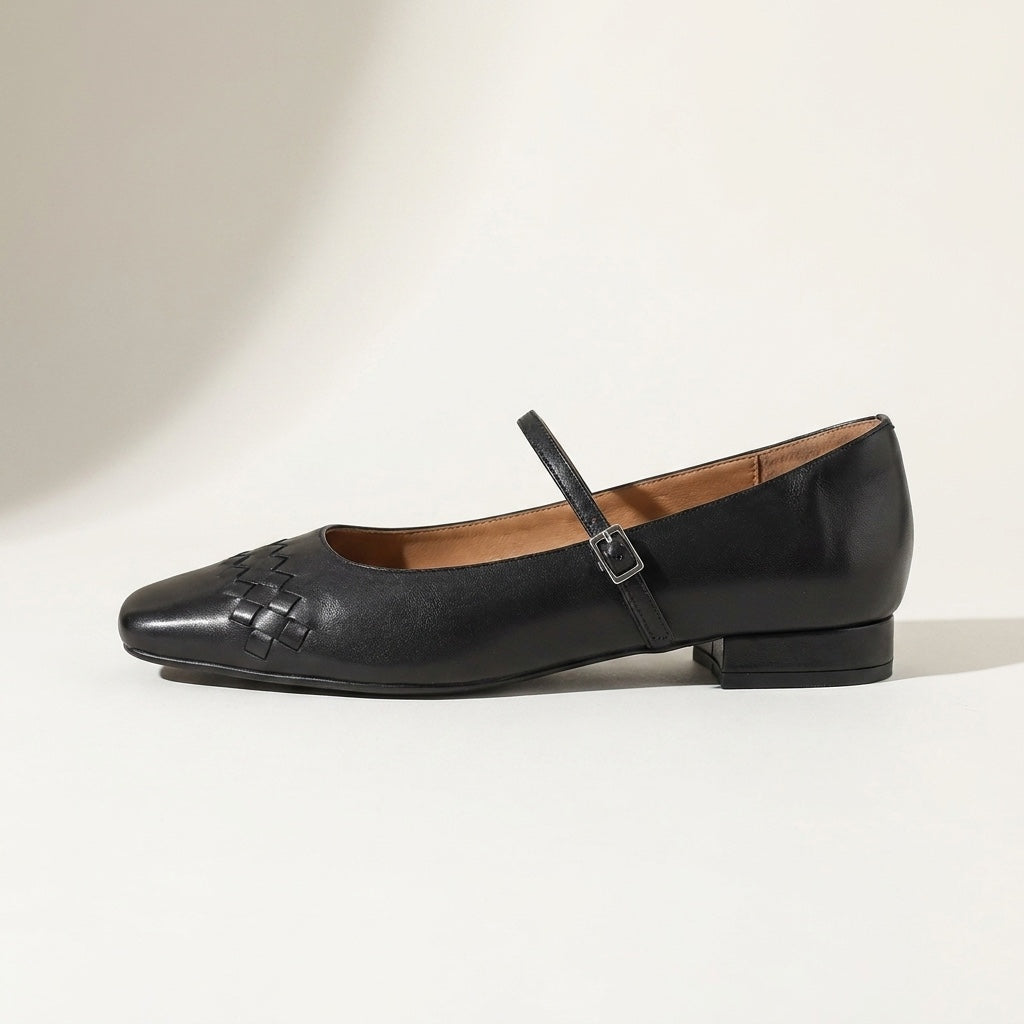 Cremona Mary Janes — Black, side profile studio view