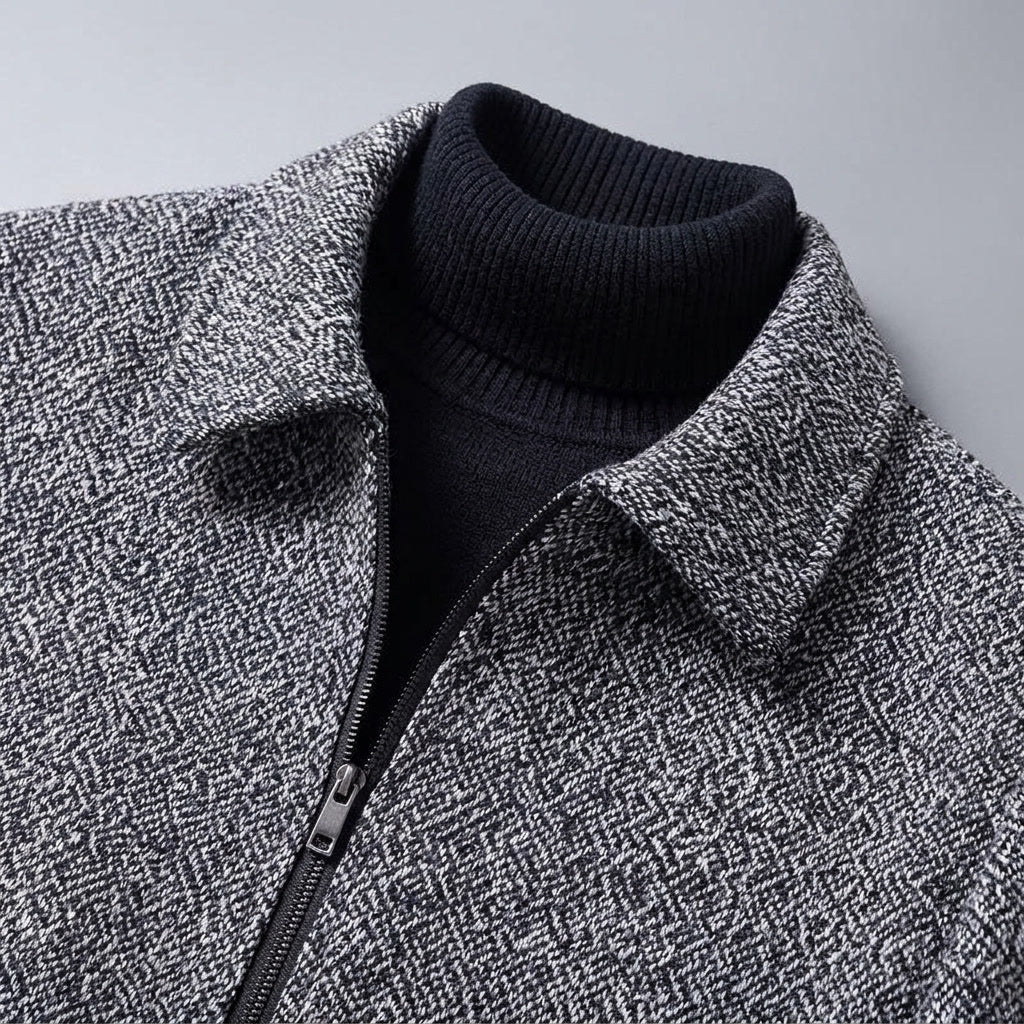 Aosta Wool-Blend Jacket — Gray, studio construction detail