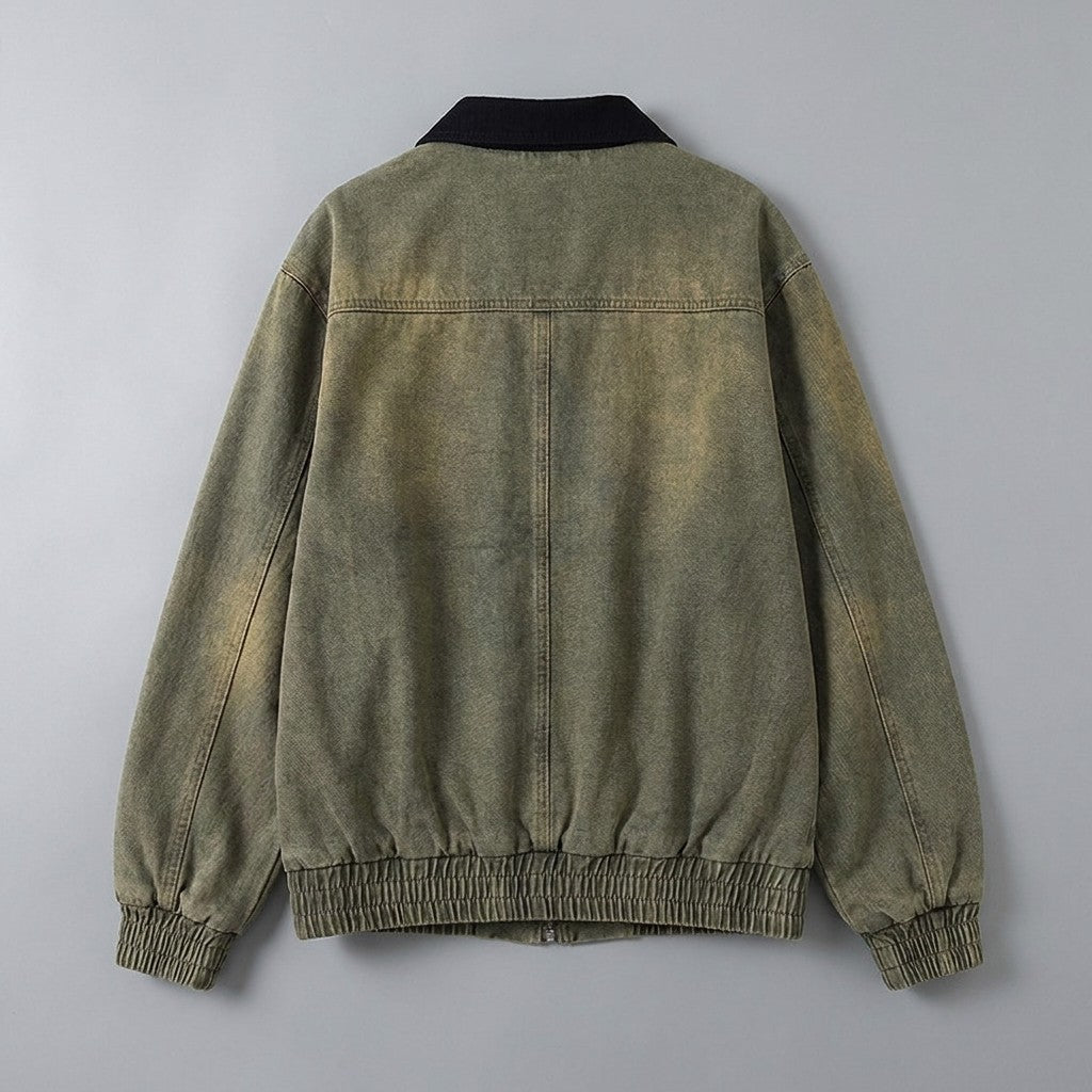 Potenza Cotton Jacket — Green, flat lay back