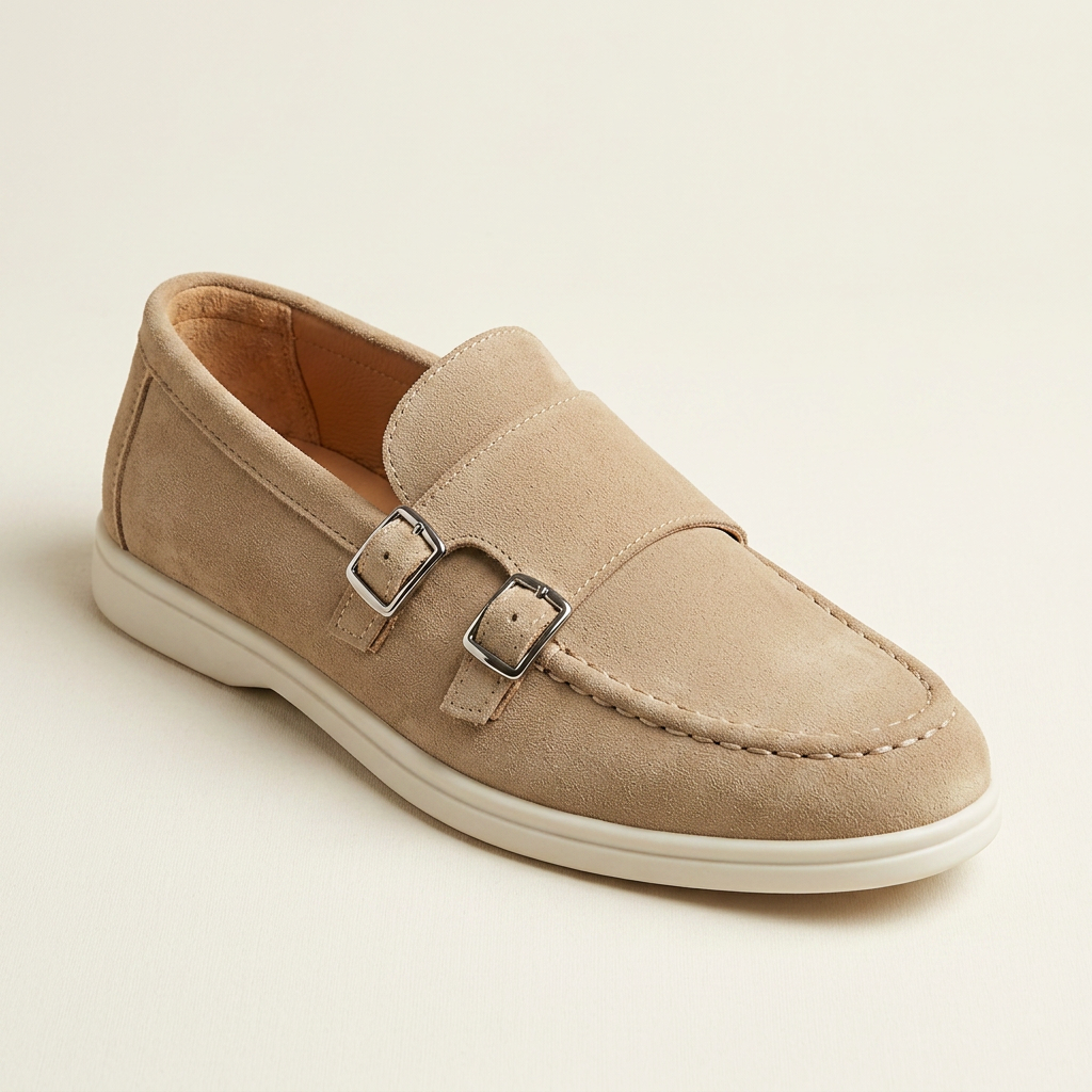 Antigue Suede Double-Buckle Loafers