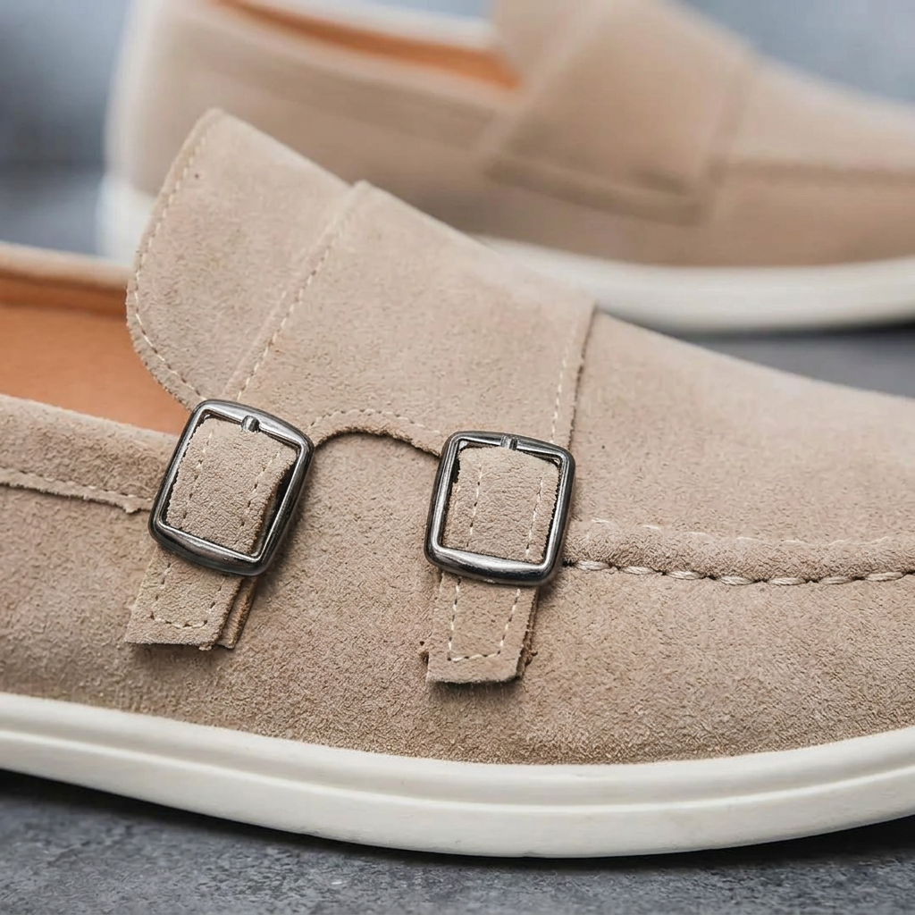 Antigue Suede Double-Buckle Loafers