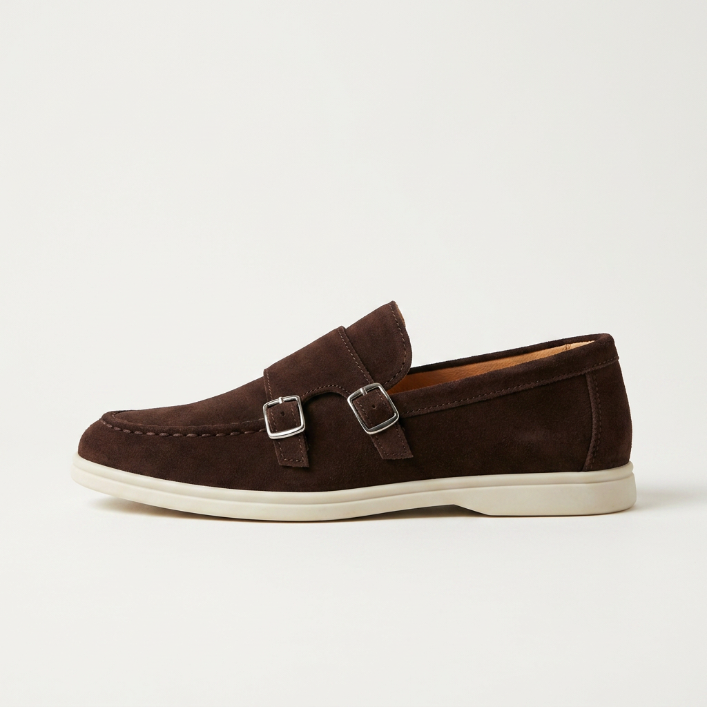 Antigue Suede Double-Buckle Loafers