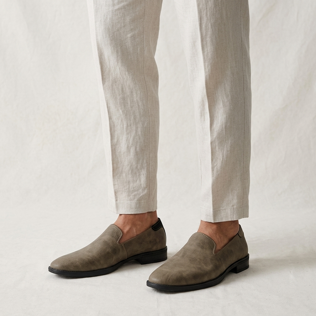Ostuni Pointed Loafers — Khaki