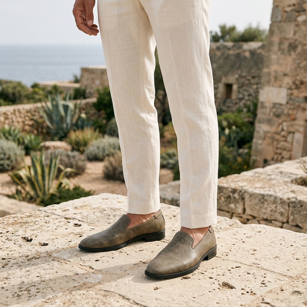 Ostuni Pointed Loafers — Khaki
