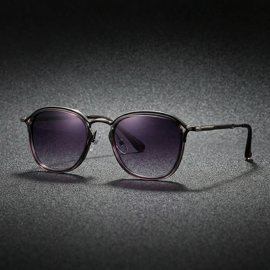 Chiavari Metal Sunglasses — Gunmetal, three-quarter studio view