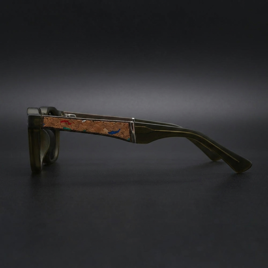 Sirolo Cork Sunglasses — Olive, side profile
