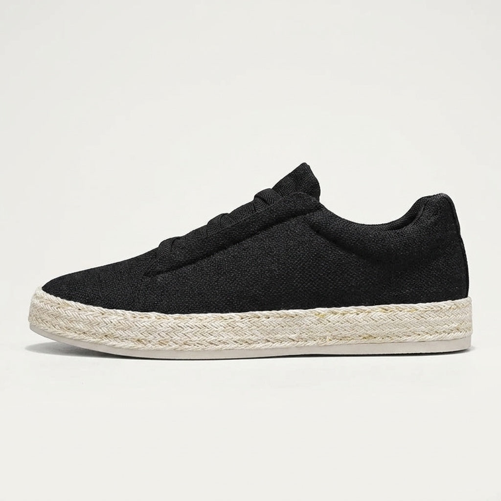 Bosa Espadrille Sneakers — Black, side profile