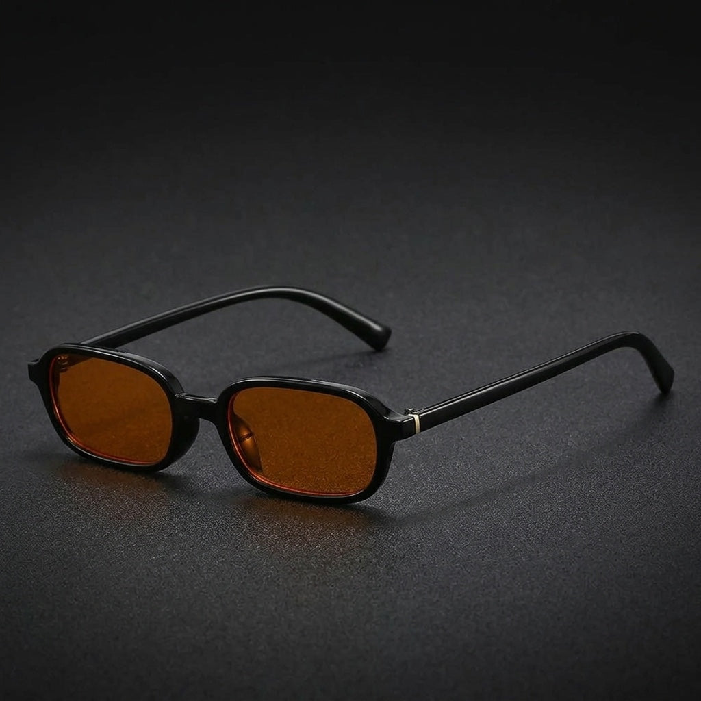 Salina Rectangle Sunglasses — Orange, three-quarter studio view
