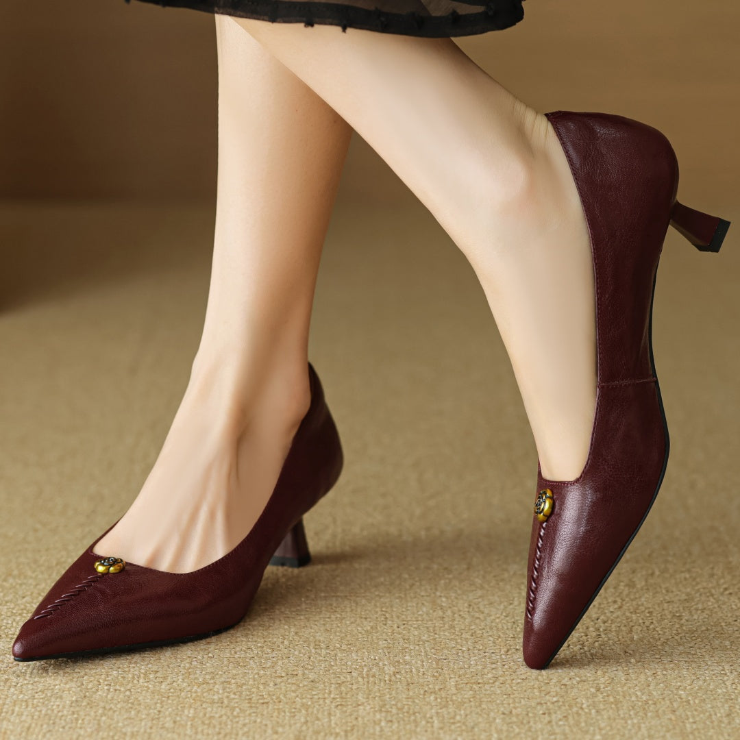 Clara Rose Leather Heels