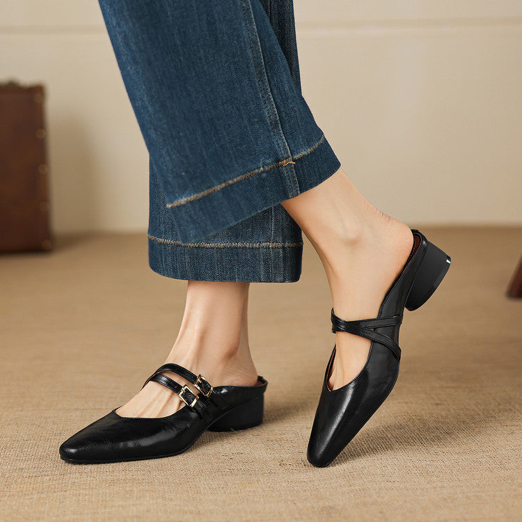 Valena Genuine Leather Mules