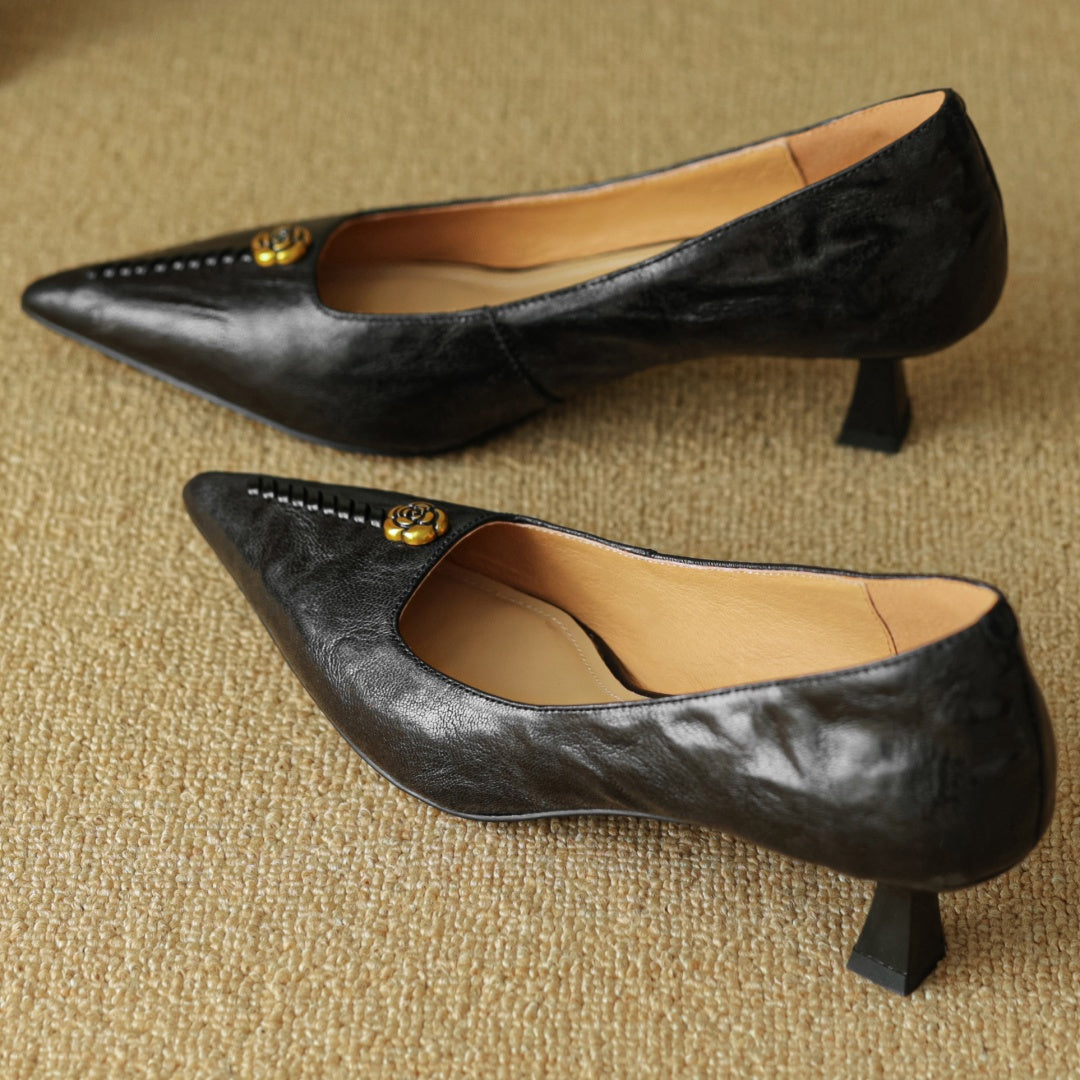 Clara Rose Leather Heels