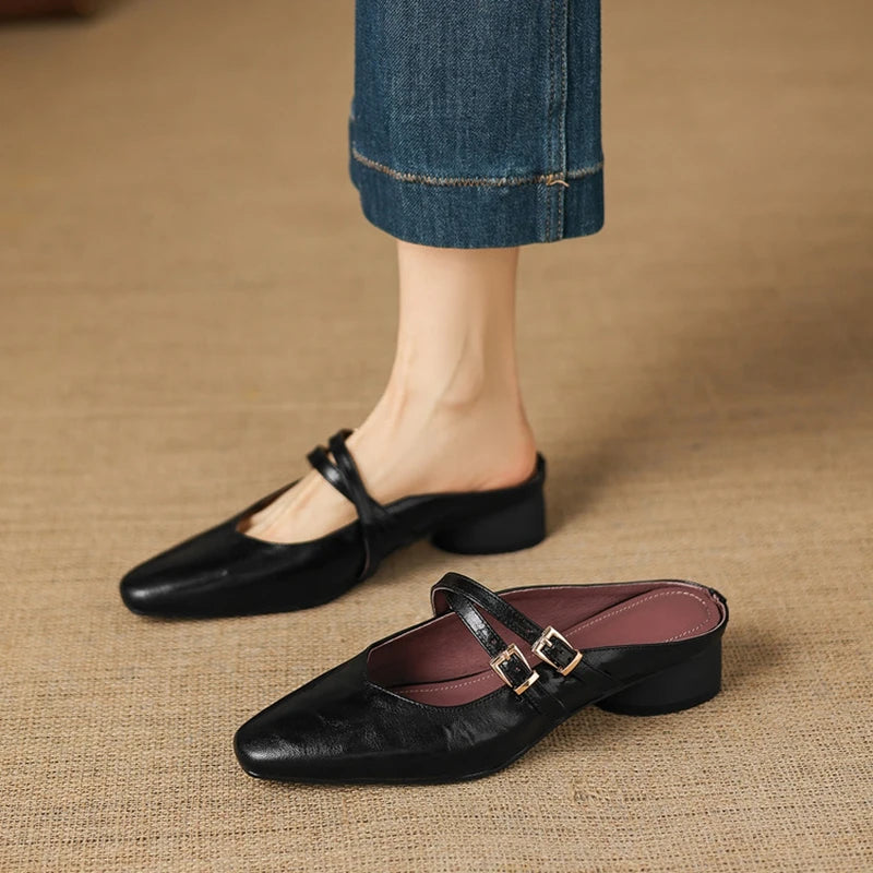Valena Genuine Leather Mules