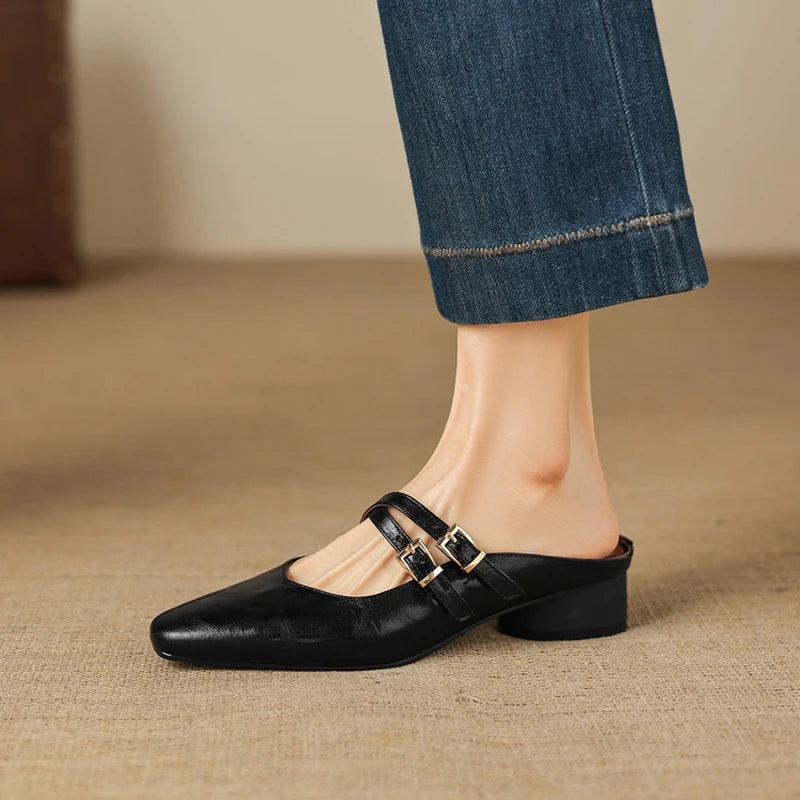 Valena Genuine Leather Mules