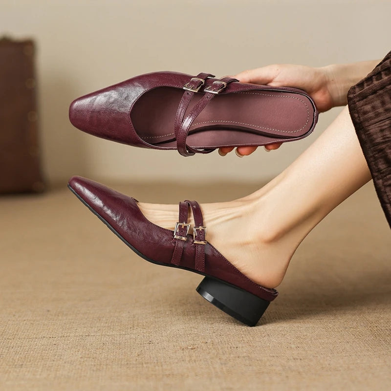 Valena Genuine Leather Mules