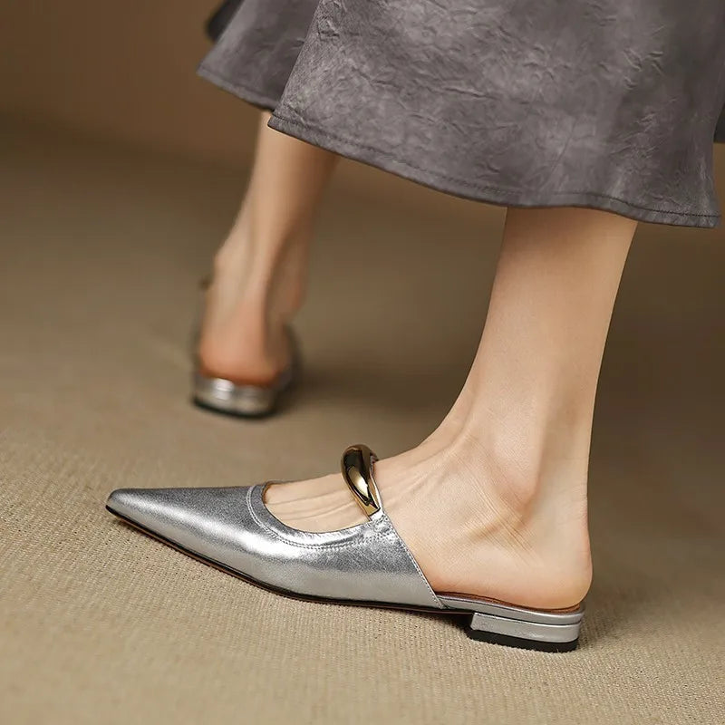 Nasera Genuine Leather Mules