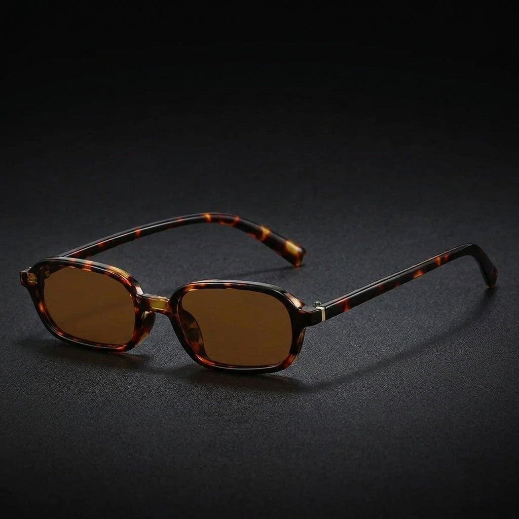 Salina Rectangle Sunglasses — Tortoise, three-quarter studio view