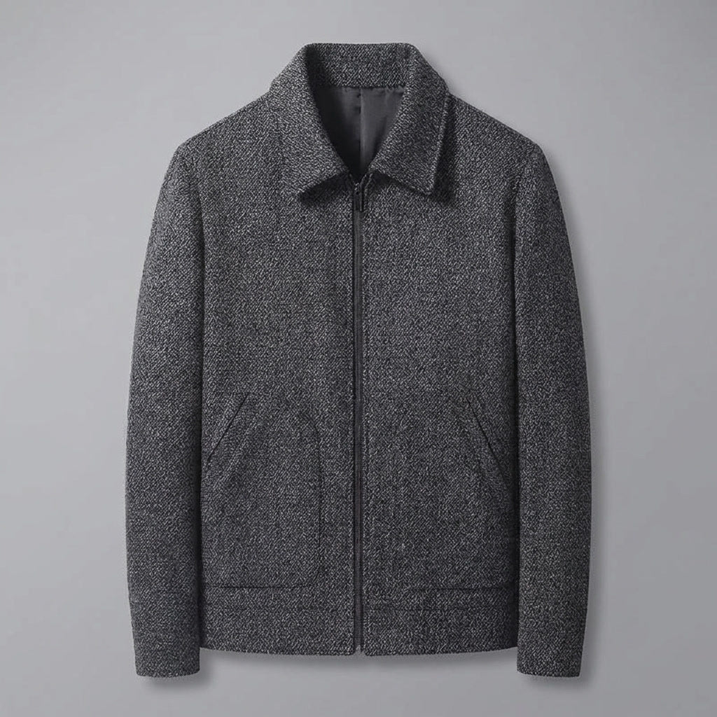 Aosta Wool-Blend Jacket — Black, flat lay front