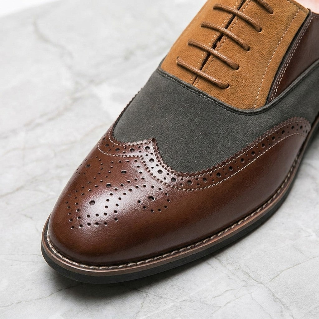 Cuneo Wingtip Oxfords — Brown, DETAIL