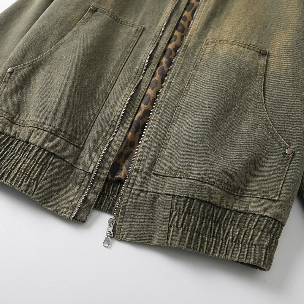 Potenza Cotton Jacket — Green, detail