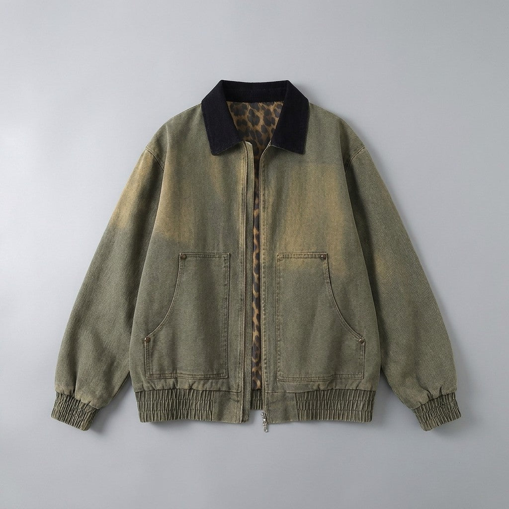 Potenza Cotton Jacket — Green, flat lay front