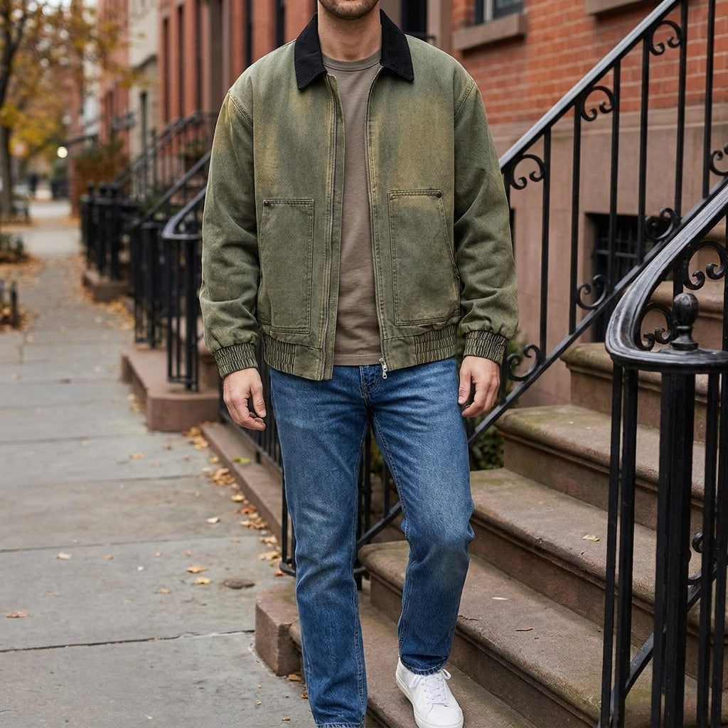 Potenza Cotton Jacket — Green, lifestyle hero