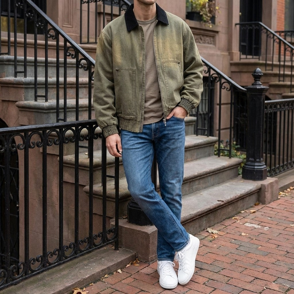 Potenza Cotton Jacket — Green, lifestyle outfit