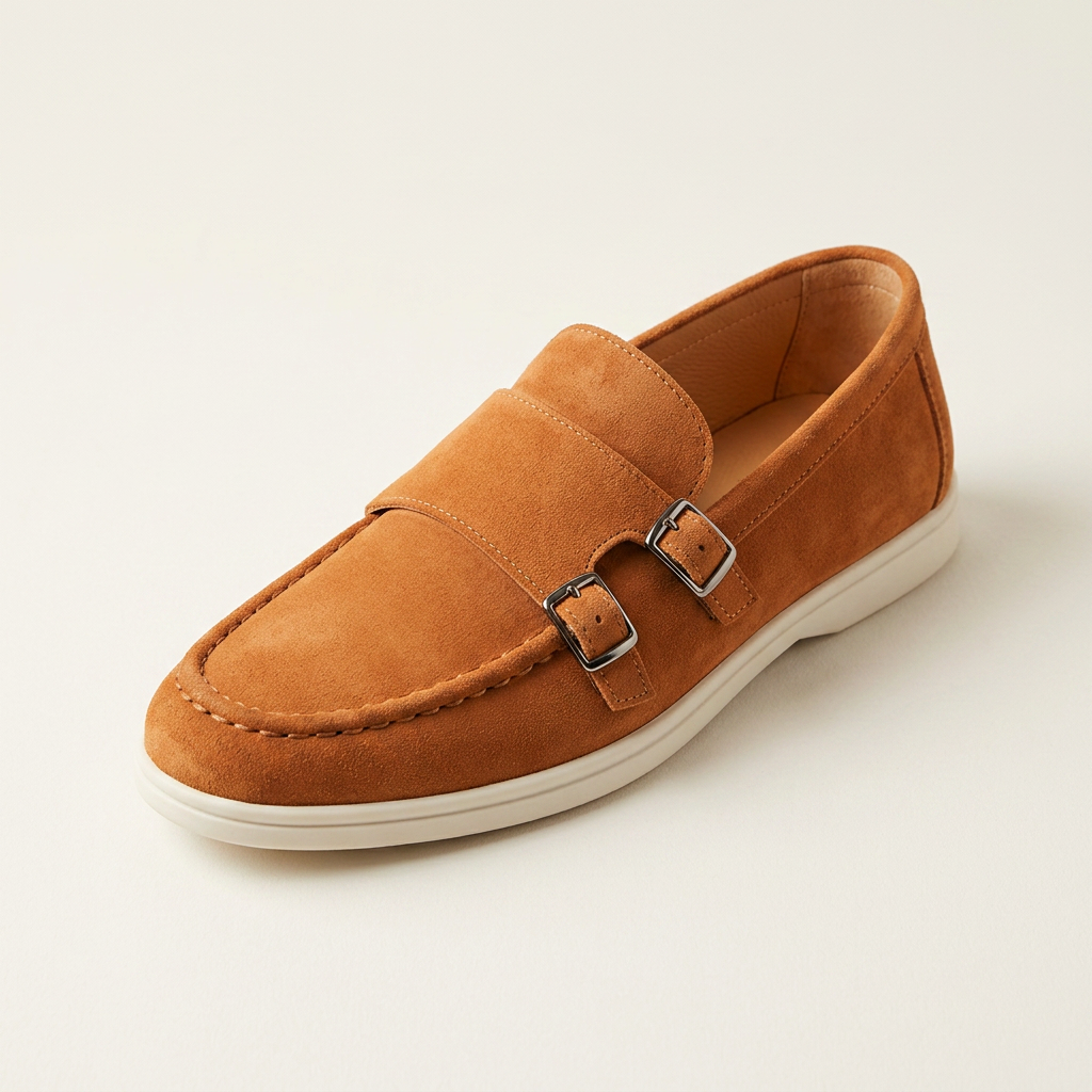 Antigue Suede Double-Buckle Loafers