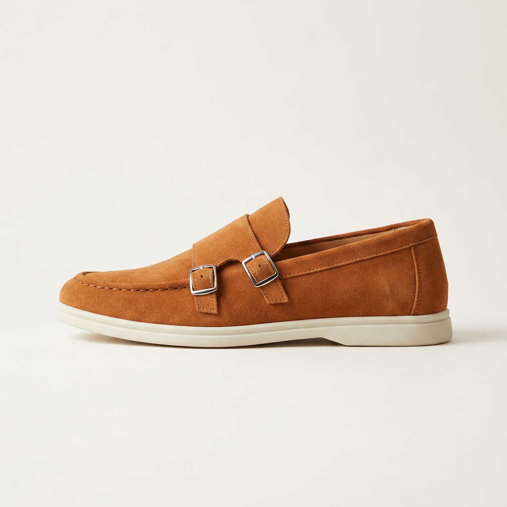 Antigue Suede Double-Buckle Loafers