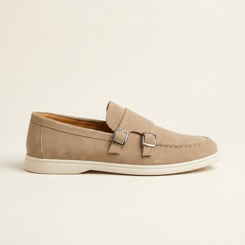 Antigue Suede Double-Buckle Loafers