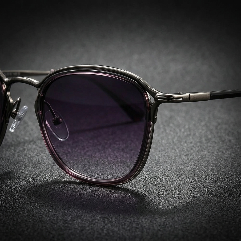 Chiavari Metal Sunglasses — Gunmetal, frame detail