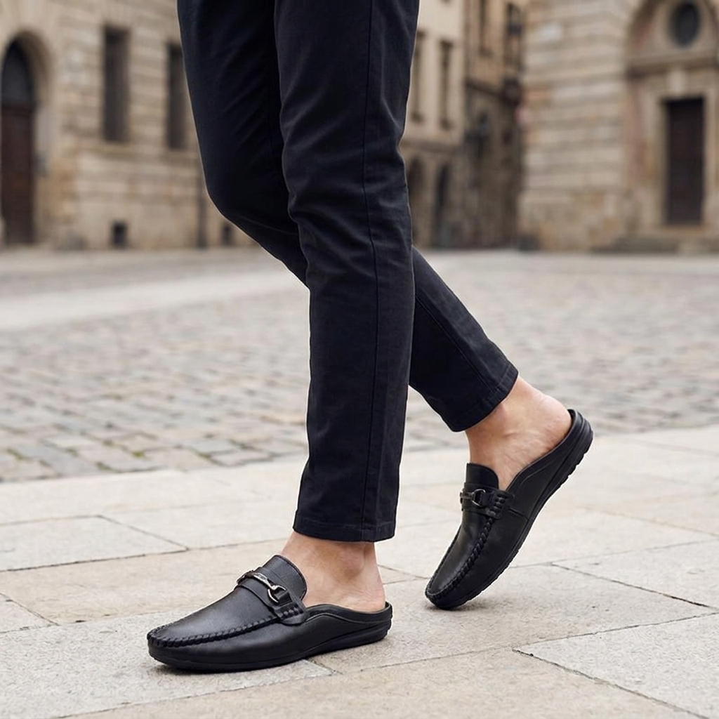 Asolo Leather Mules — Black
