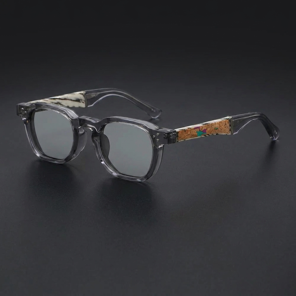 Sirolo Cork Sunglasses — Grey, three-quarter studio view