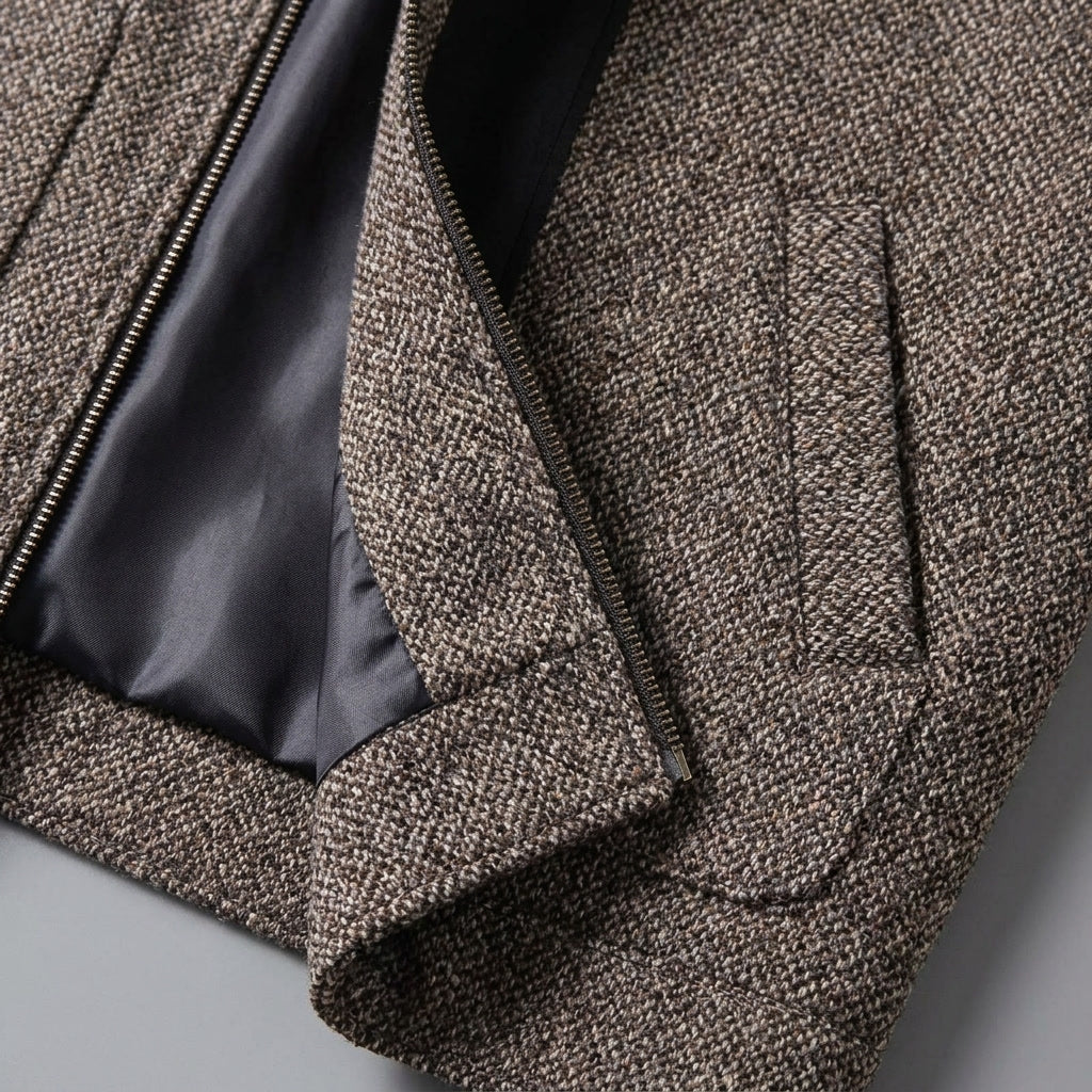Aosta Wool-Blend Jacket — Khaki, studio construction detail